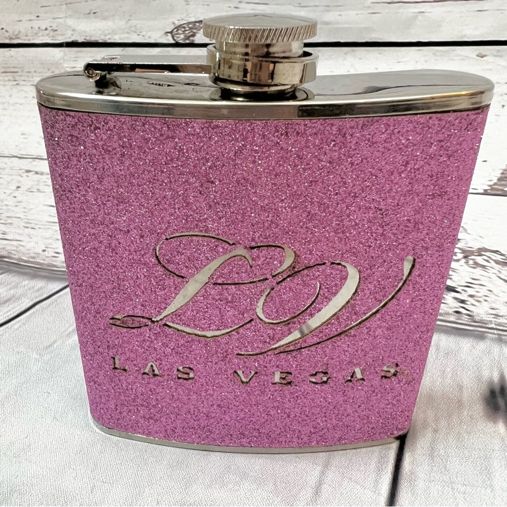 Las Vegas Pink Glitter Flask